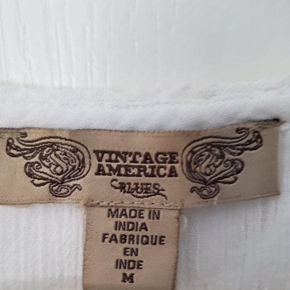 White Boho Long Sleeve Peasant Top Medium - Picture 7 of 14